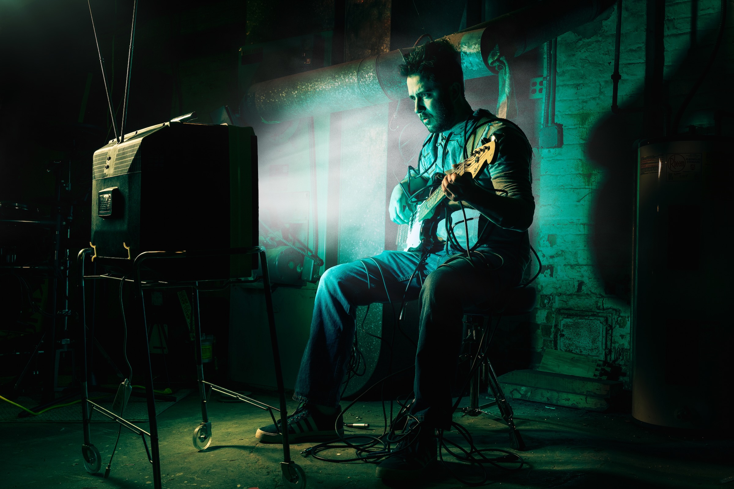 Playing Bass in front of the TV