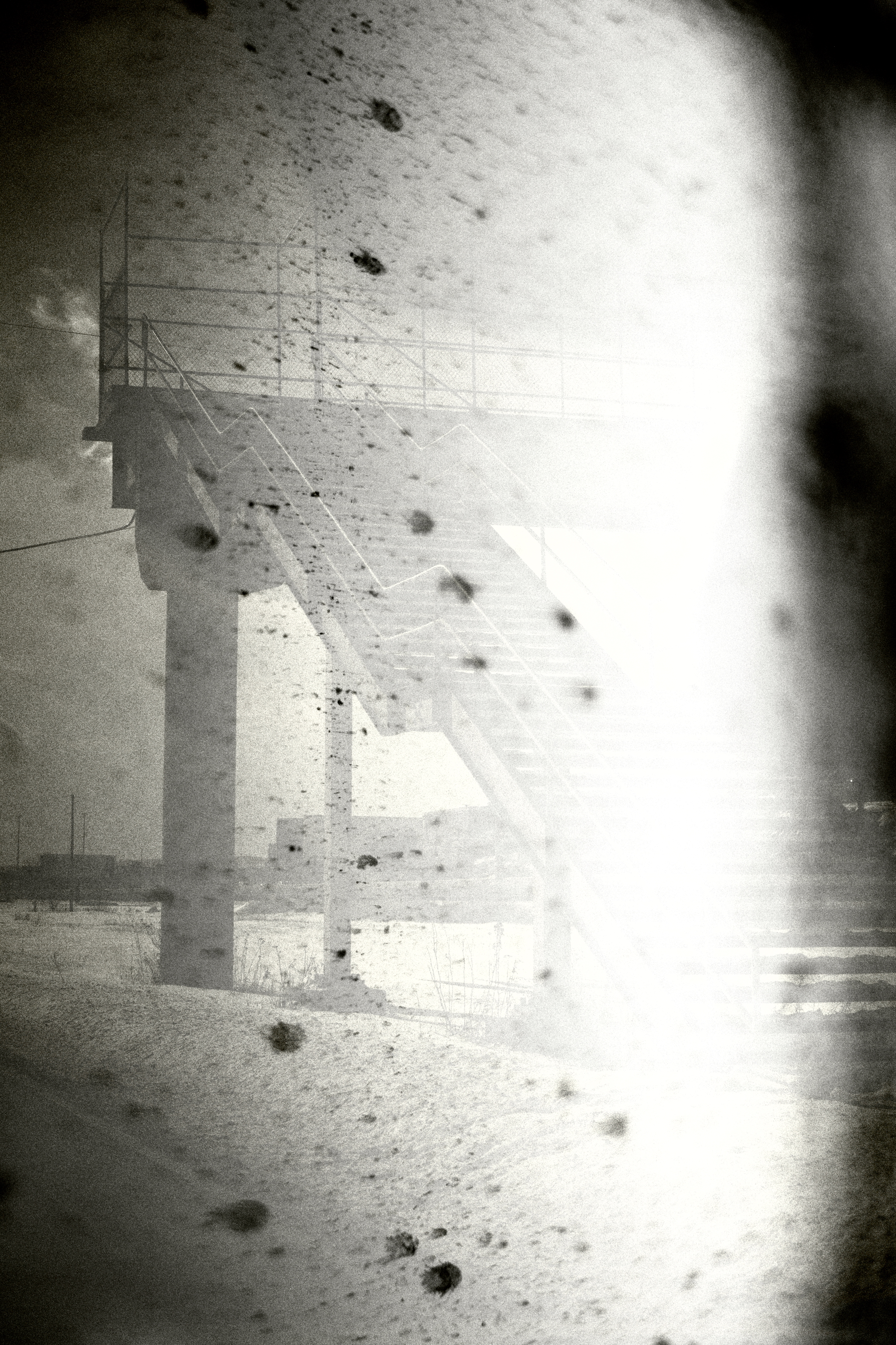 Stairs and dirty window multiple exposure