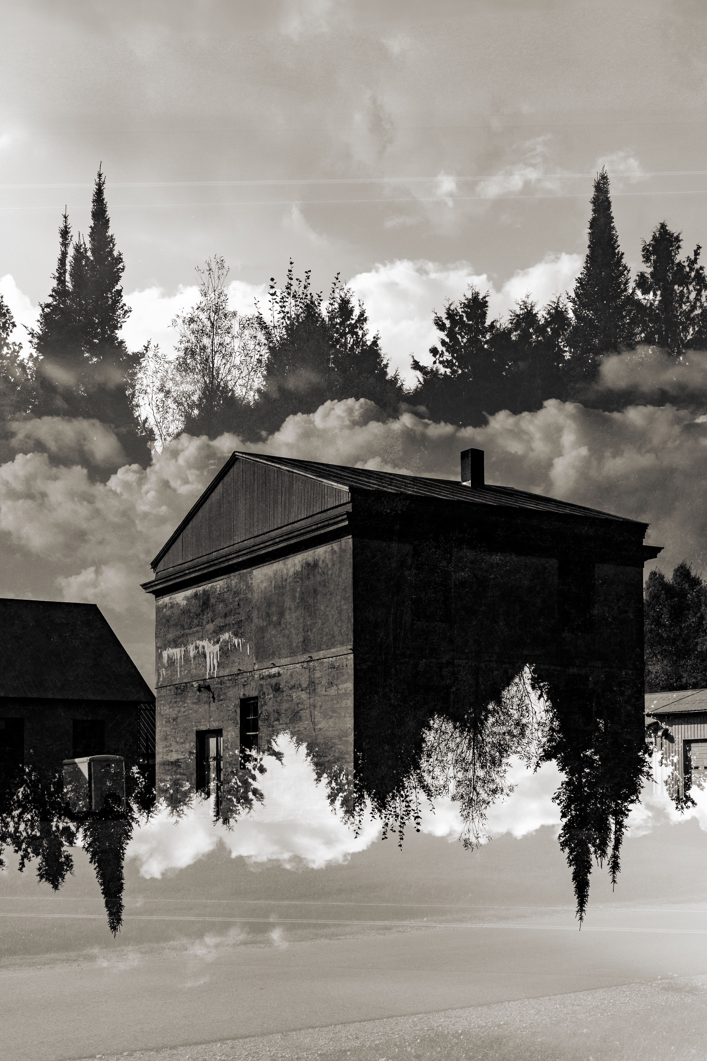 Old Mining structure double exposure