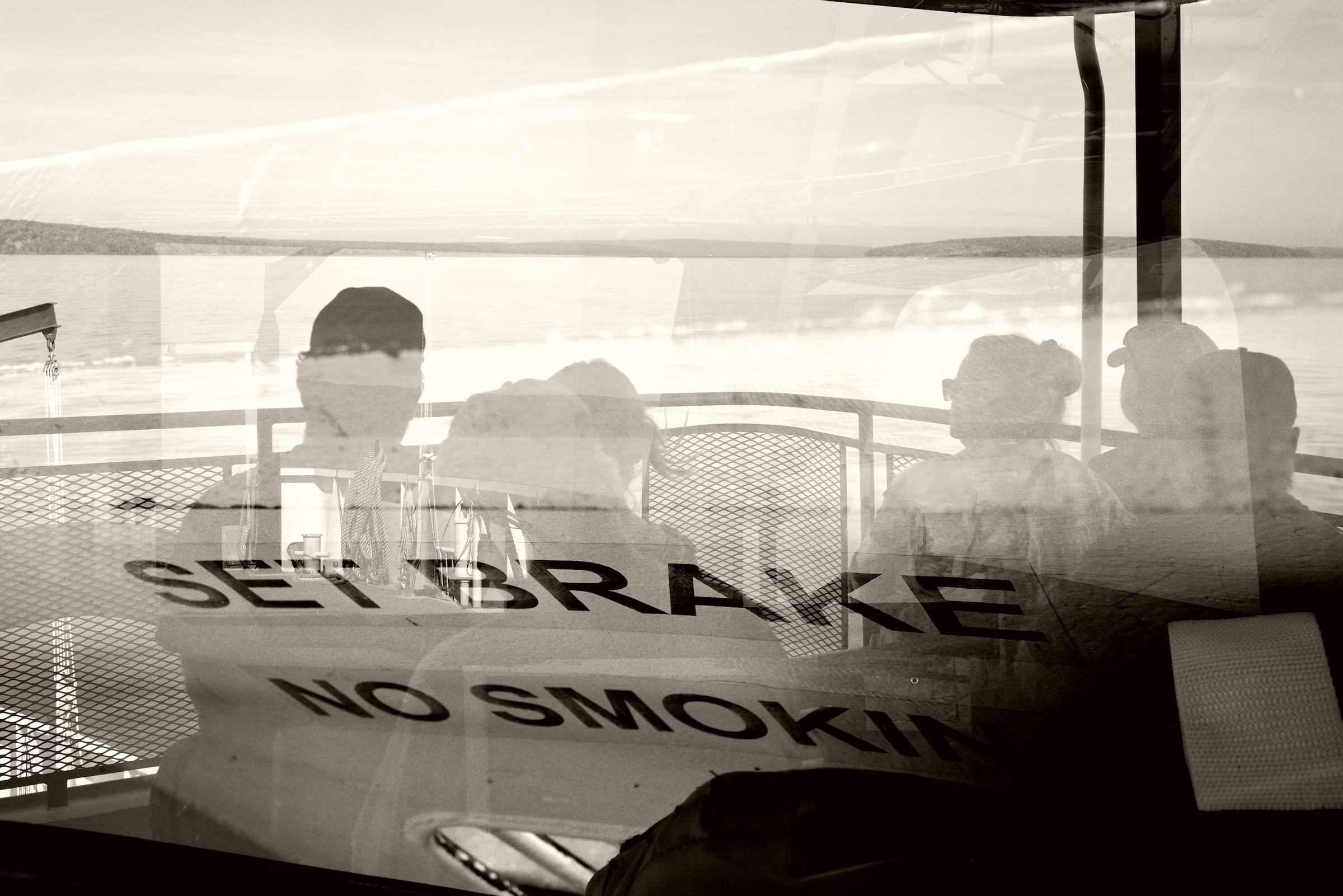 People on Ferry Double Exposure