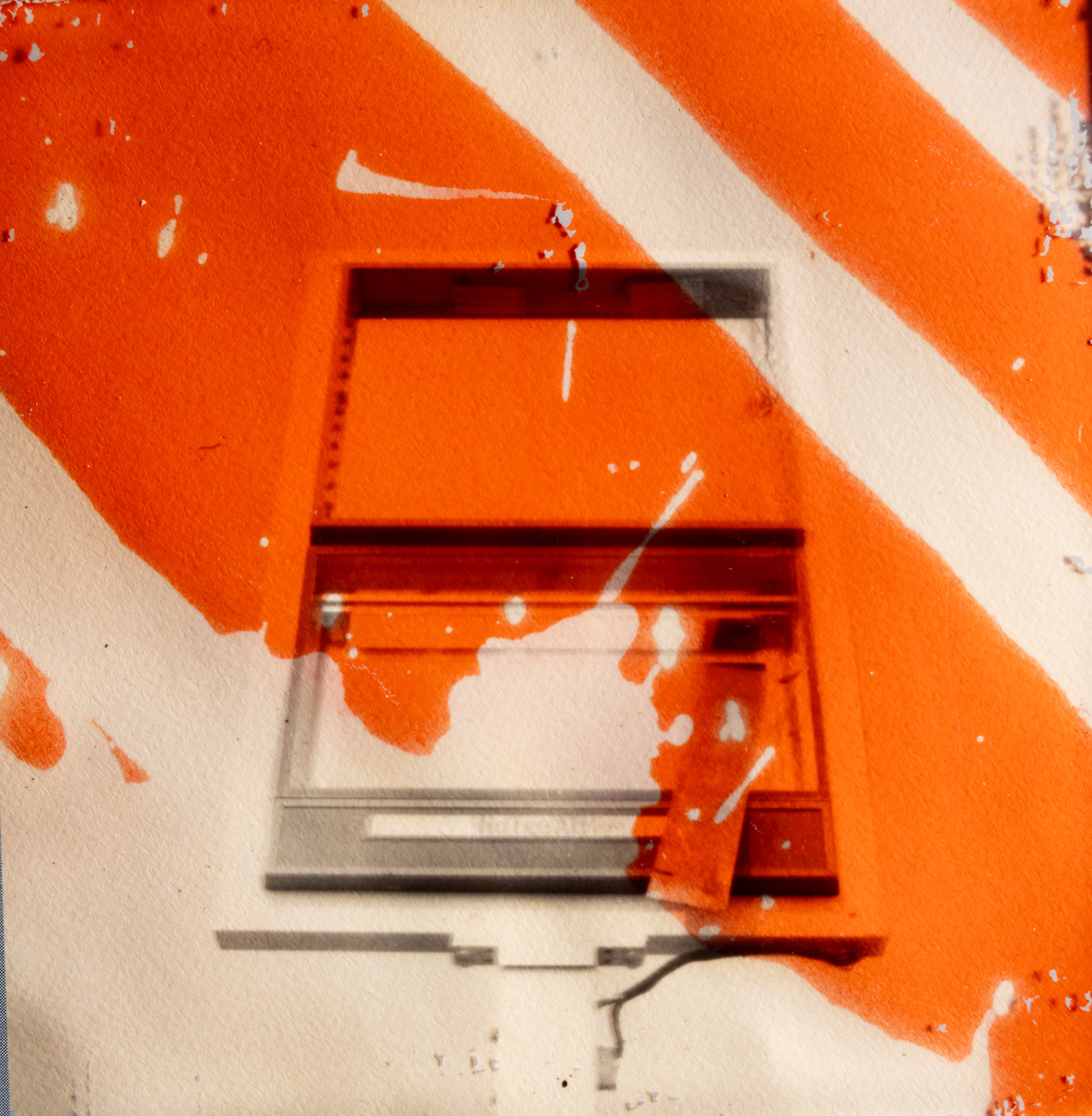 Abandoned gas station Polaroid transparency